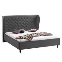 POLSTERBETT - Samt - Grau, Textil (140/200cm) - home24