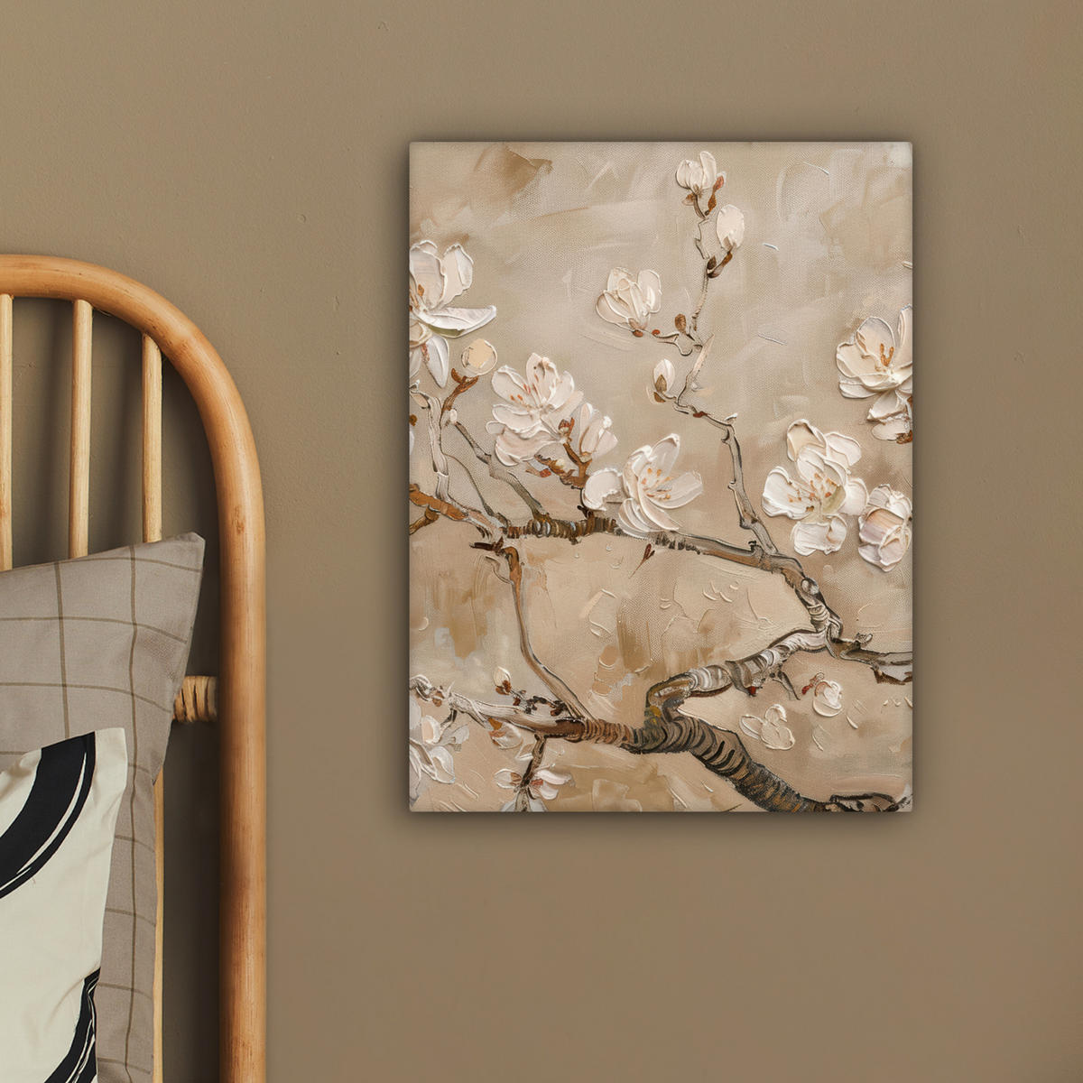 LEINWANDBILD - Blumen - Modern - Beige - Weiß - Blüte - 30x40 - Bilder - Beige, Textil (30/40cm) - MuchoWow