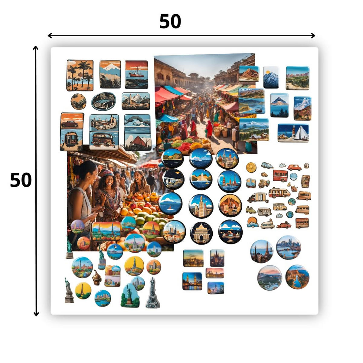 MAGNETTAFEL Klein & Groß Weiß 50x50 cm - Magnetisches Stahlboard für Magnete, Fotos und Notizen, Beschreibbar - Weiß, Metall (50/50/0.7cm) - ANWICAR