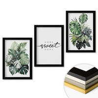 WANDBILDER 3er-Set - 20x30 cm Schwarzer Rahmen - Pflanzen mit der Aufschrift „Sweet Home“ - Schwarz, Kunststoff (20/30cm) - ArtPrintCave