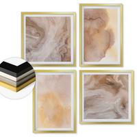 WANDBILDER 4er Set - 50x50 cm & 40x60 cm Goldrahmen - Warme Aquarellfarben auf Leinwand - Goldfarben, Kunststoff (50/50cm) - ArtPrintCave