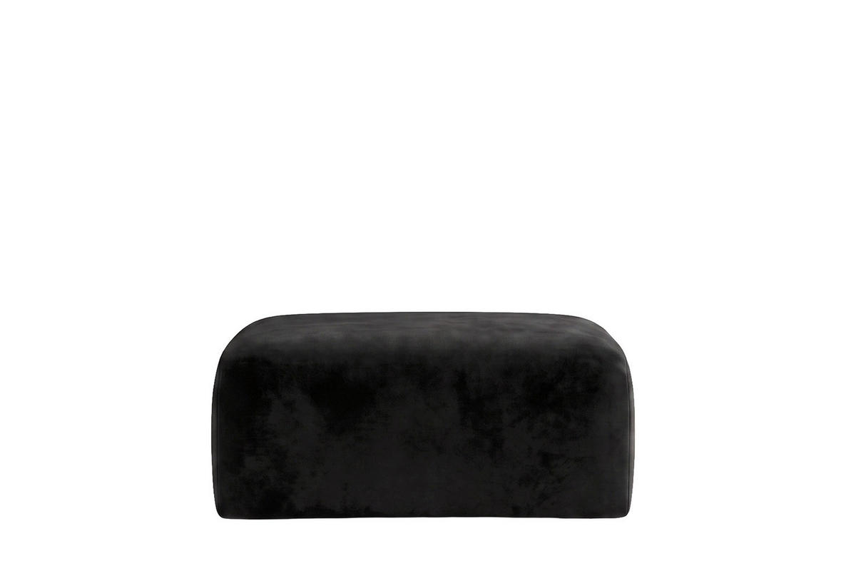 HOCKER, Sitzhocker, Velvet-Stoff Bluvel, Schwarz, GRETA - Schwarz, Holz (91/40/89cm) - Kaiser Möbel