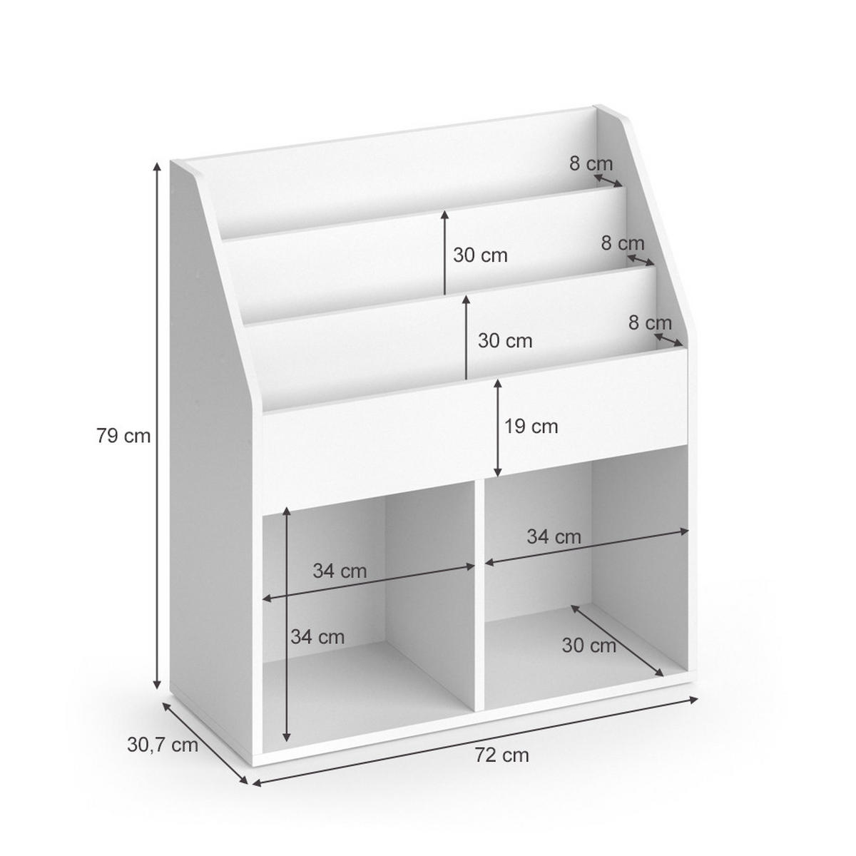 KINDERREGAL Luigi Weiß 72 x 79 cm Ohne Faltboxen - Weiß, Holzwerkstoff (72/79/30.7cm) - Vicco