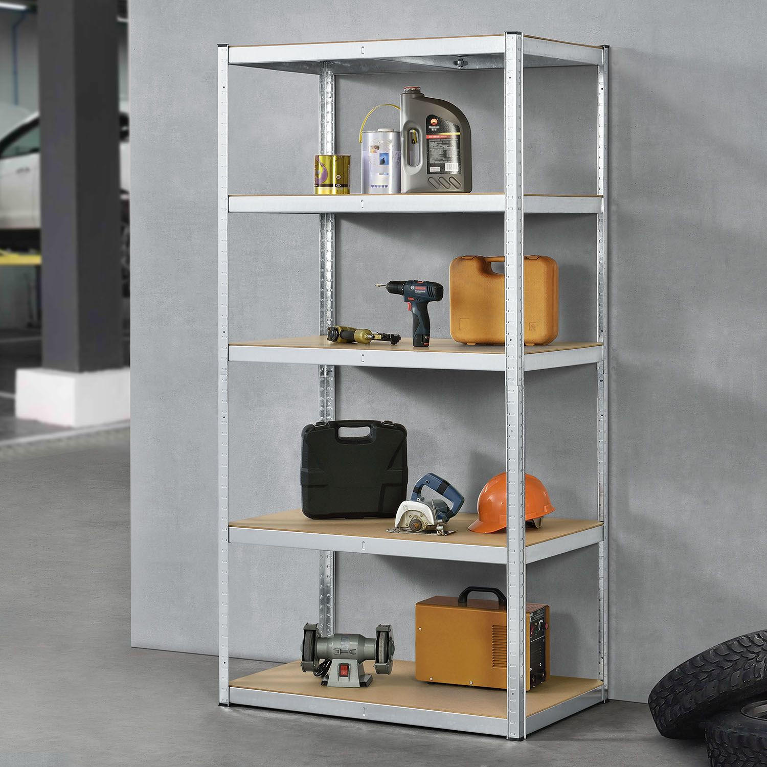 LAGERREGAL Basic verzinkt 200x100x60 cm - Silberfarben, Metall (100/200/60cm) - Juskys