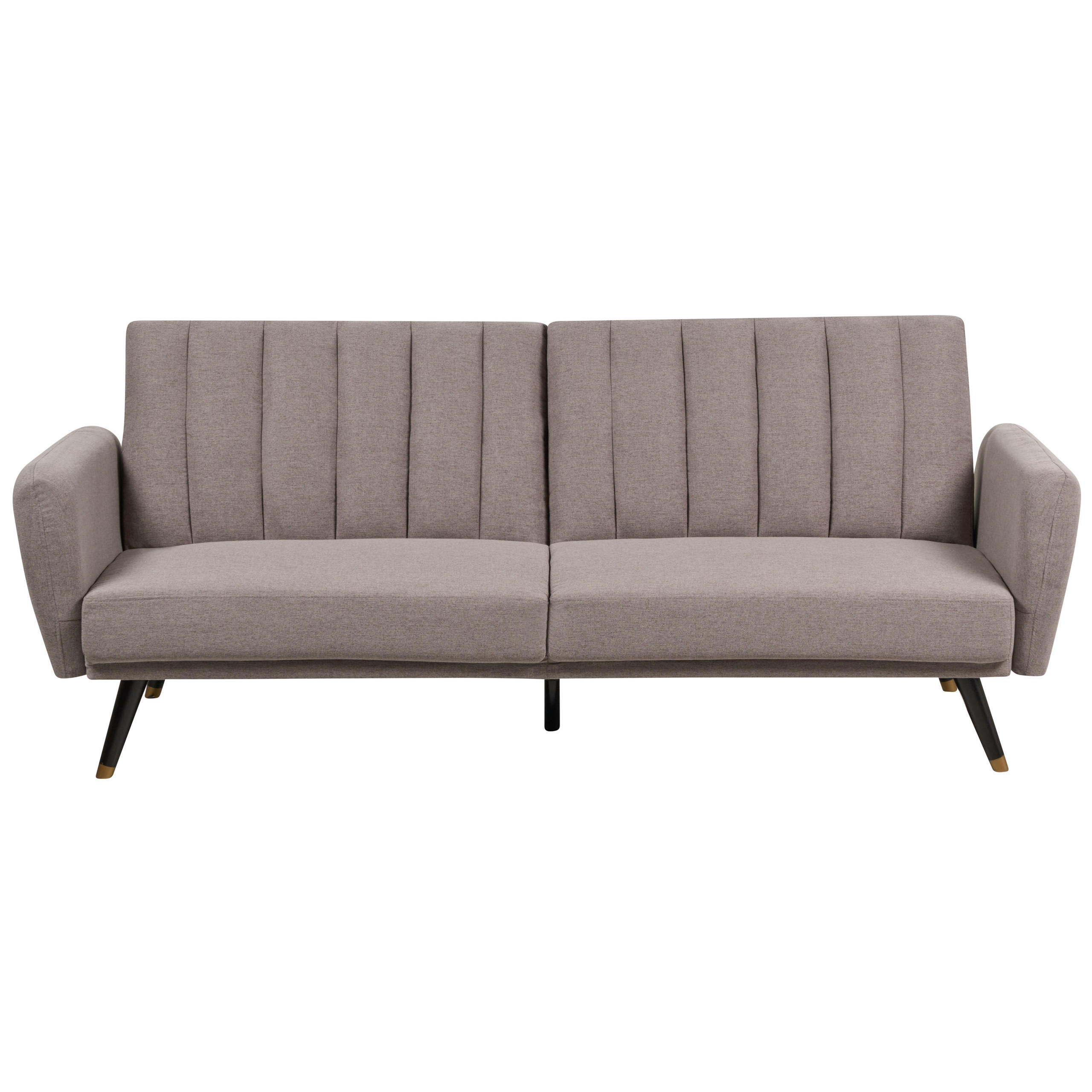 3-SITZER-SCHLAFSOFA Samtstoff hellbraun Vimmerby - Braun, Textil (212/90/80cm) - Beliani