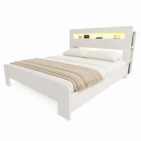 RAHMENBETT 180/200 cm in Weiß mit Stauraum, LED und Steckdosen - Weiß, Holz/Holzwerkstoff (180/200cm) - WISHDOR