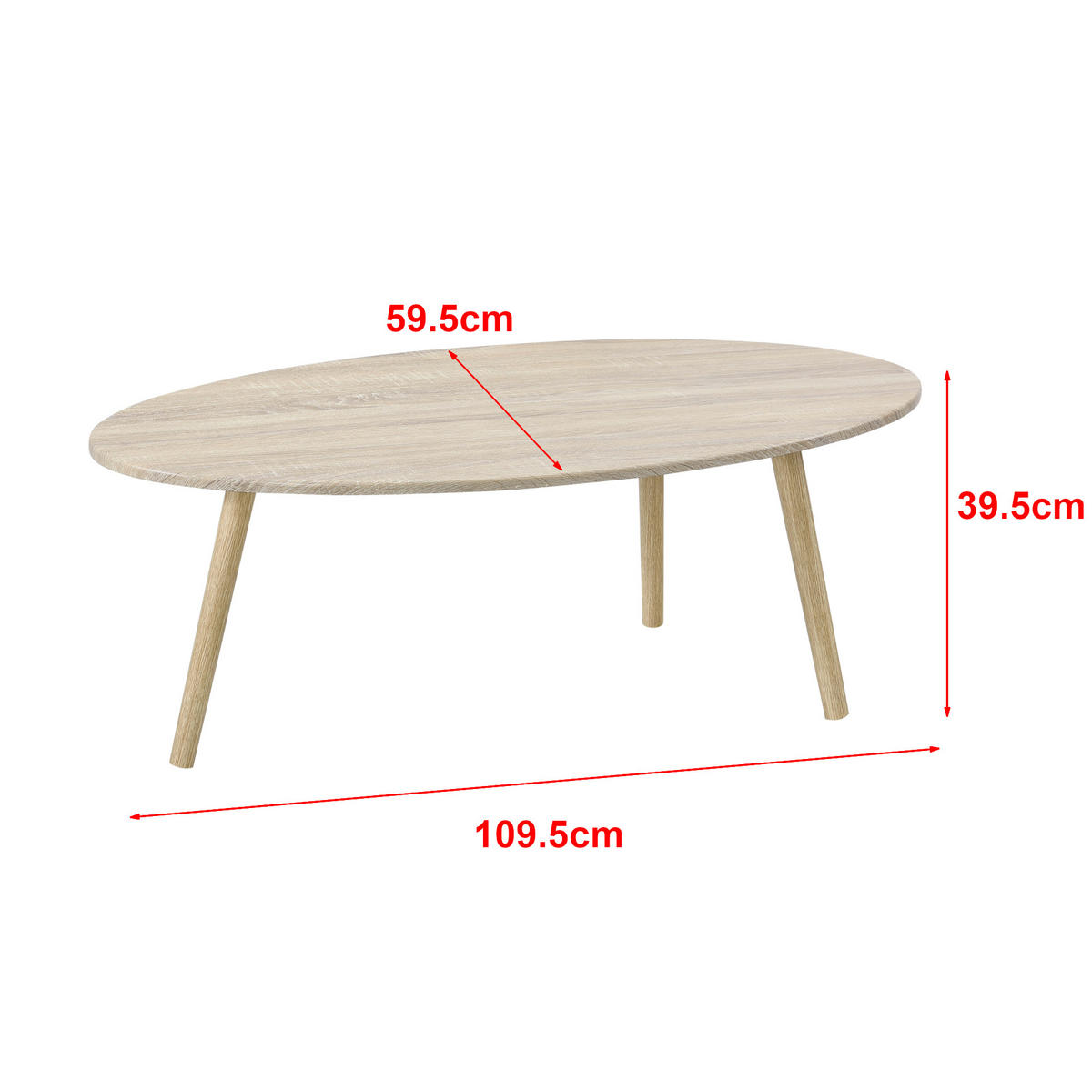 COUCHTISCH Viborg 110/60/40 - Eichefarben, Holzwerkstoff (60/110/40cm) - [en.casa]