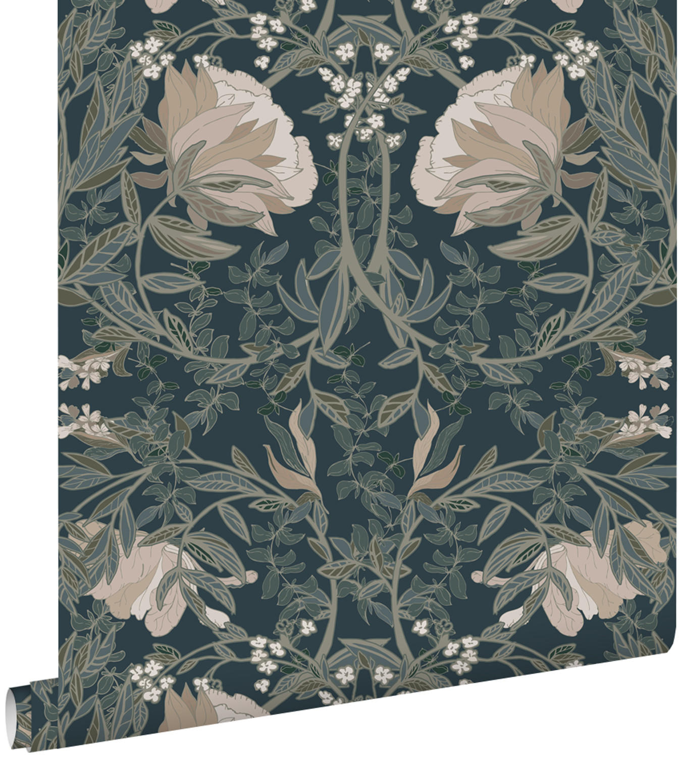 TAPETE Blumenmuster im Jugendstil 53 cm x 10.05 m - Blau, Papier (53/1000cm) - ESTAhome