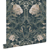 TAPETE Blumenmuster im Jugendstil 53 cm x 10.05 m - Blau, Papier (53/1000cm) - ESTAhome