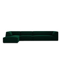 ECKSOFA links Ruby aus Samt flaschengrün 5 Sitzplätze - Grün, Textil (180/366cm) - Micadoni