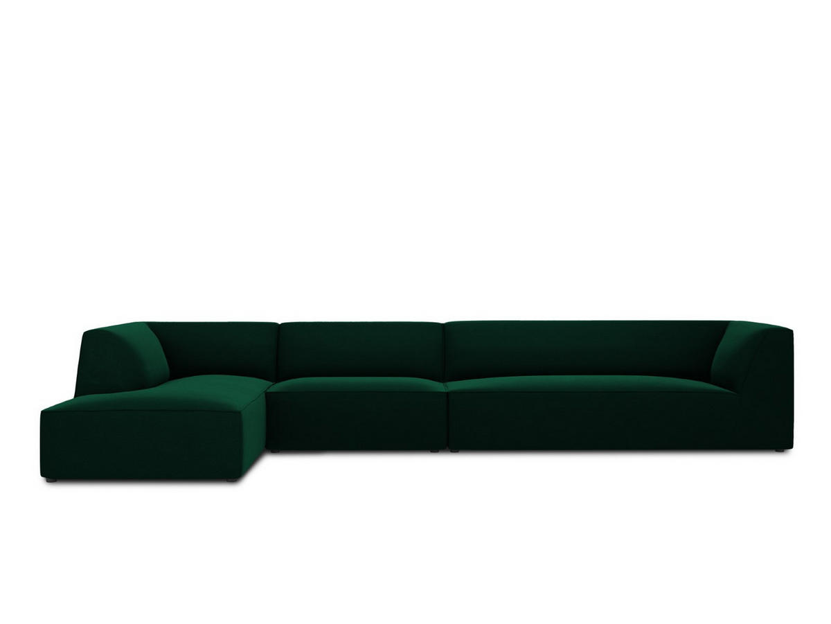 ECKSOFA links Ruby aus Samt flaschengrün 5 Sitzplätze - Grün, Textil (180/366cm) - Micadoni