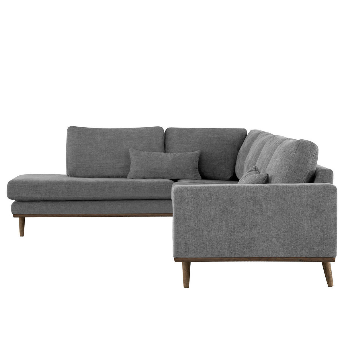 ECKSOFA mit Ottomane - Eichefarben/Dunkelgrau, Eichenholz/Textil (287/219cm) - home24