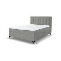 BOXBETT VENEZIA mit 2 Bettkästen, Maße: 140x200 cm, Farbe: Grau, Velourstoff, mit Bonell-Matratze inkl. Topper - Grau, Holz/Kunststoff (140/200cm) - VENASI MÖBEL