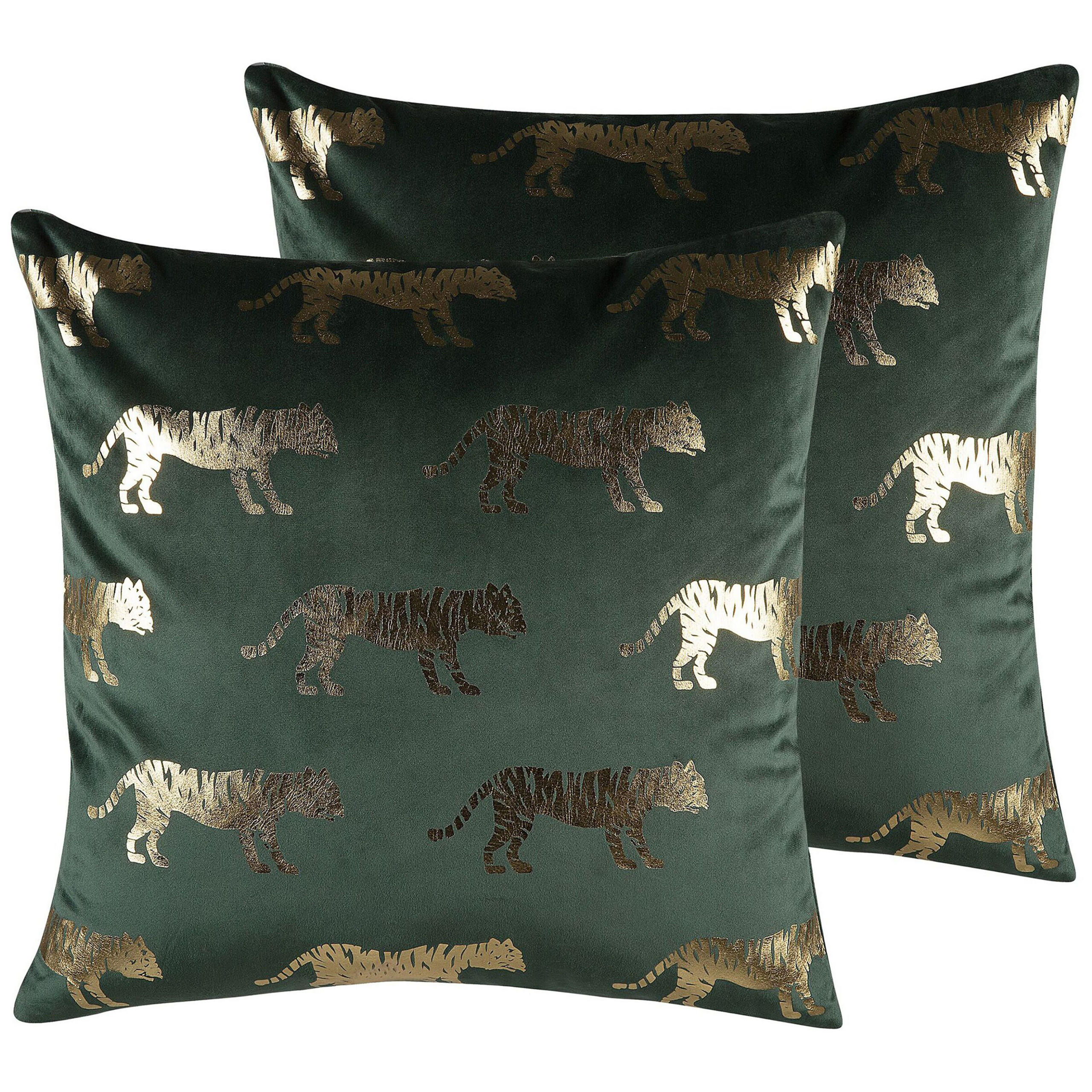 DEKOKISSEN 2er-Set Dunkelgrün 45/45 cm Bluebell - Dunkelgrün, Textil (45/45cm) - Beliani