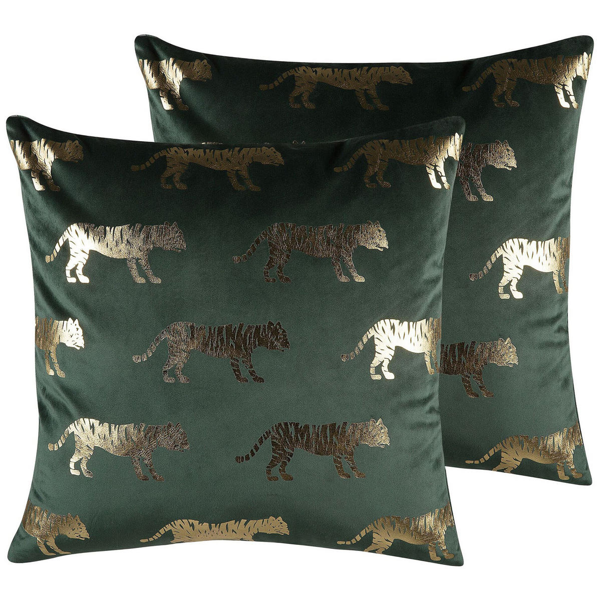 DEKOKISSEN 2er-Set Dunkelgrün 45/45 cm Bluebell - Dunkelgrün, Textil (45/45cm) - Beliani