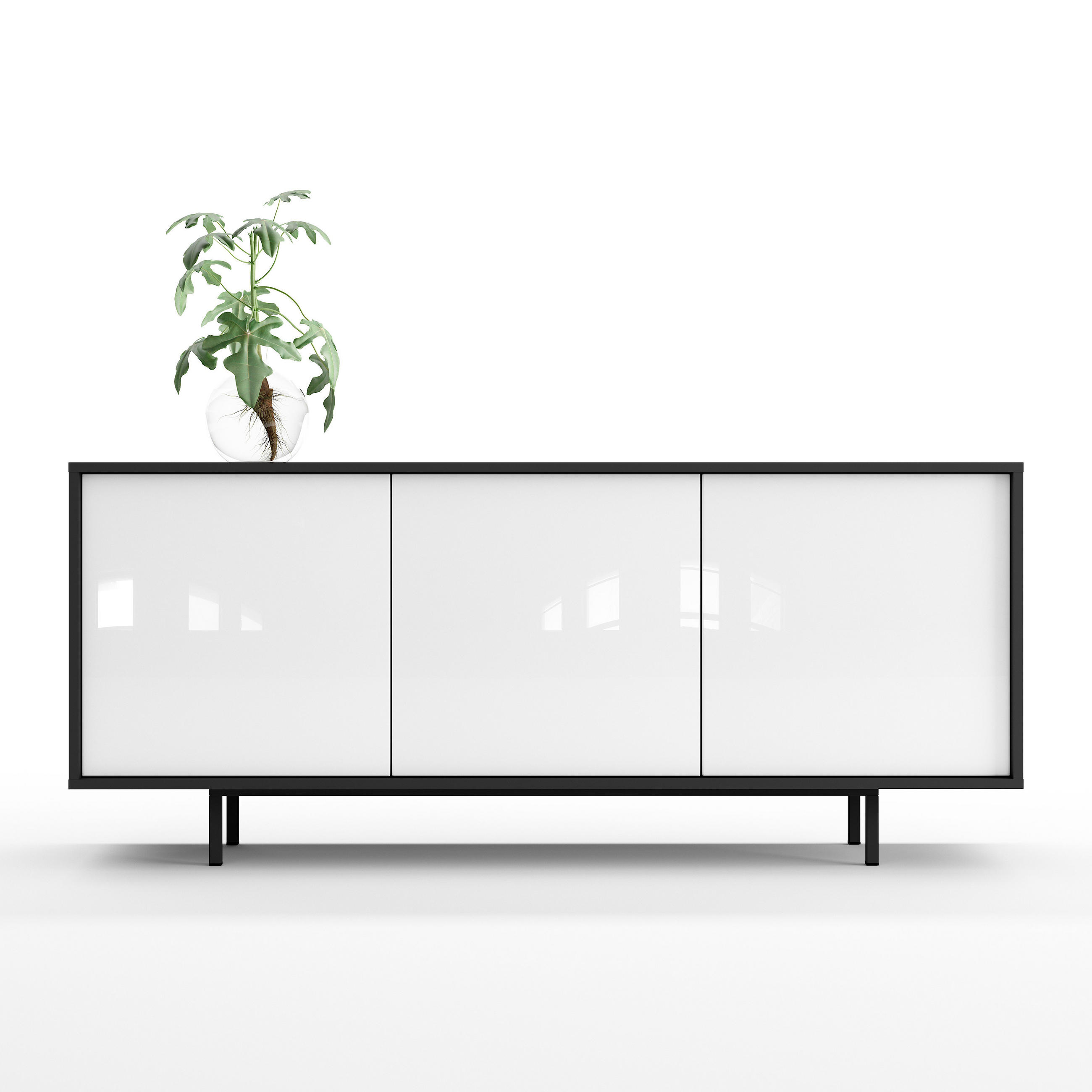SIDEBOARD Akia Weiß Hochglanz 66/154/40 cm - Weiß Hochglanz, Holzwerkstoff (154/66/40cm) - SIMPLYFURN
