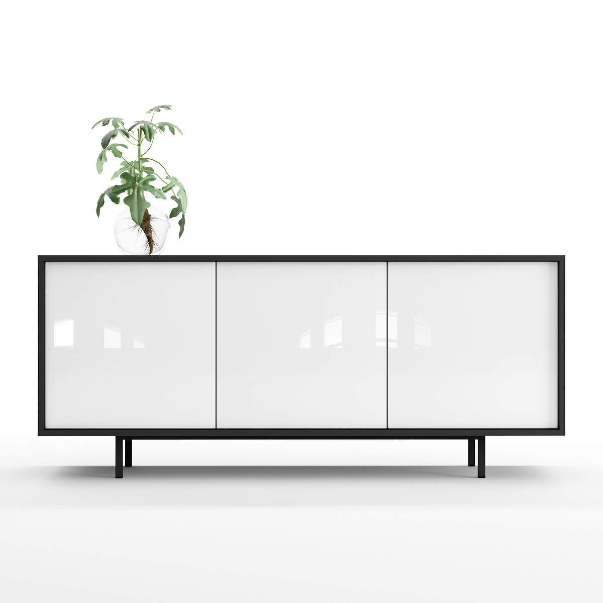 SIDEBOARD Akia Weiß Hochglanz 66/154/40 cm - Weiß Hochglanz, Holzwerkstoff (154/66/40cm) - SIMPLYFURN