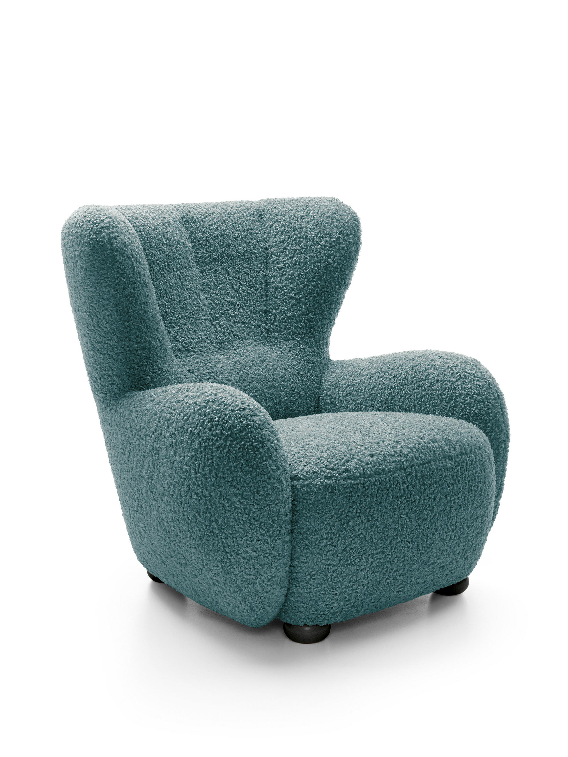 SESSEL MIST, Polstersessel Klassisch Loungesessel, Bucle-Stoff Blau - Blau, Holz/Holzwerkstoff (88/91/100cm) - MASSENO