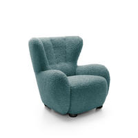 SESSEL MIST, Polstersessel Klassisch Loungesessel, Bucle-Stoff Blau - Blau, Holz/Holzwerkstoff (88/91/100cm) - MASSENO