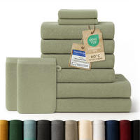 HANDTUCH 8-teilig, 2x Badetuch 70/140 + 4x Handtuch 50/100 + 2x Gästetuch 30/30 + 2x Waschlappen 15/20 cm, Hellgrün - Hellgrün, Textil (70/140cm) - Blumtal