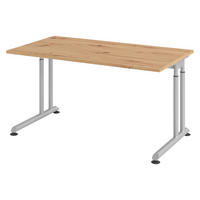 SCHREIBTISCH Serie-Z 80/140/74 cm in Wildeiche/Silberfarben - Wildeiche/Silberfarben, Holzwerkstoff (80/140/74cm) - bümö