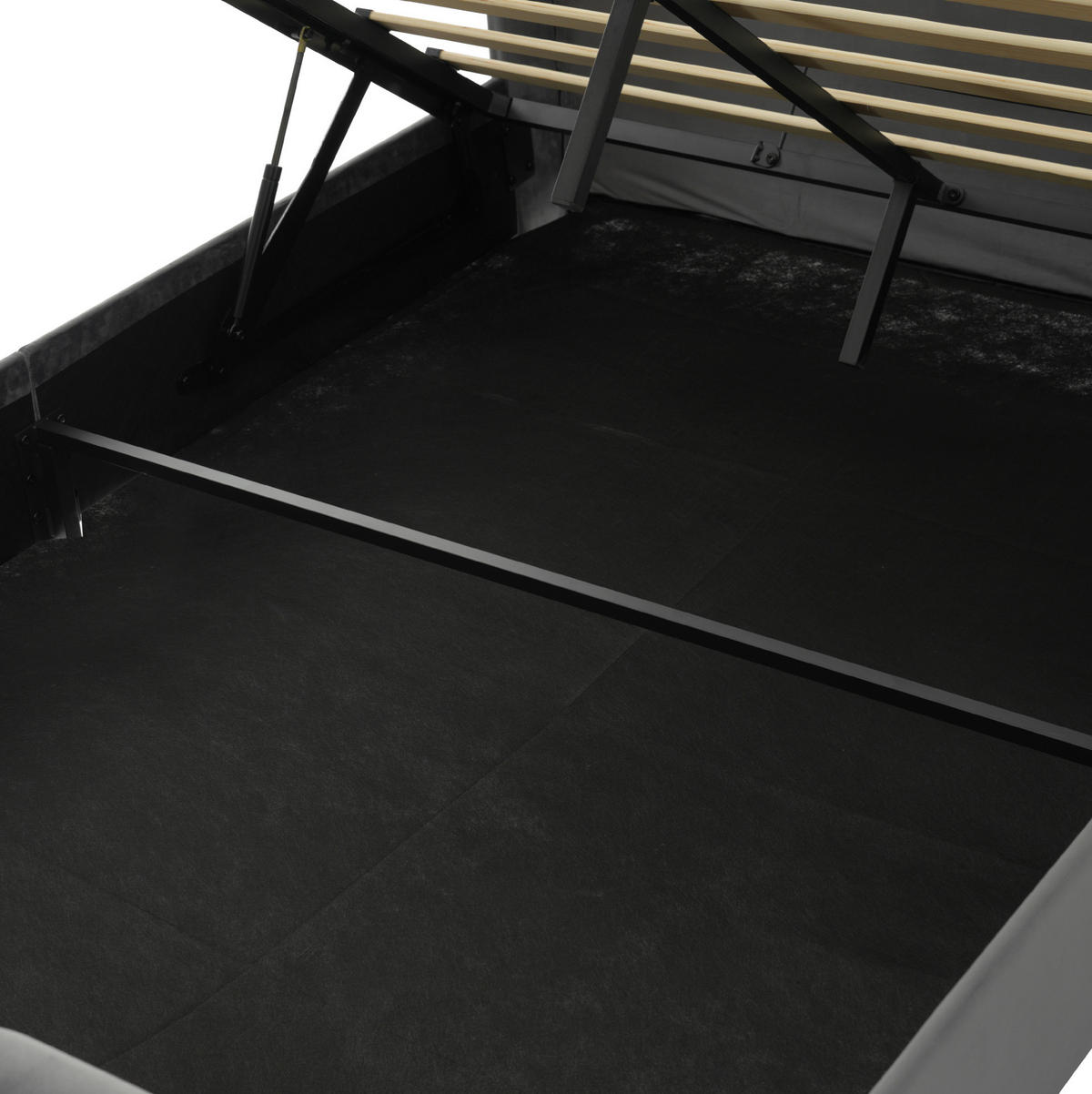 BETT mit LED und Ladestation 160x200 cm Samt Gray - Grau, Metall (160/200cm) - Meubliv