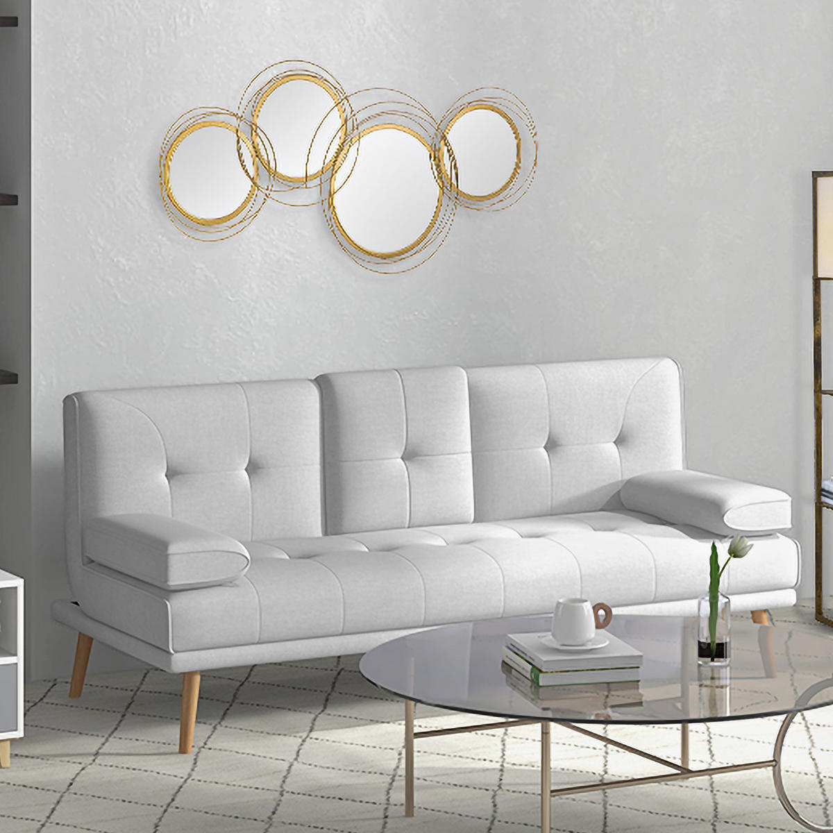 WANDSPIEGEL DE-14247 4 runde Spiegel Gold - Goldfarben, Metall (107/4/56cm) - ComfortXL