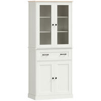 KÜCHENSCHRANK MDF Cremeweiß - Creme/Schwarz, Holzwerkstoff/Metall (40/182.5/76cm) - HOMCOM
