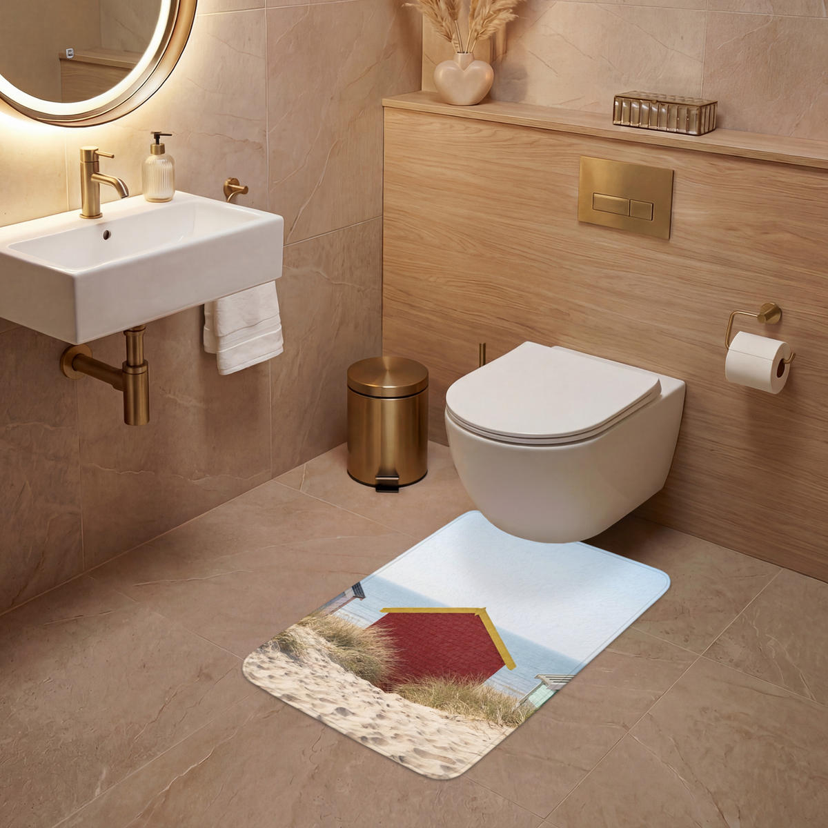 WC PŘEDLOŽKA Pláž - Chaty - Barevné - Duny 50x80 cm - různobarevná, textil/plast (50/1cm) - OnlyWow