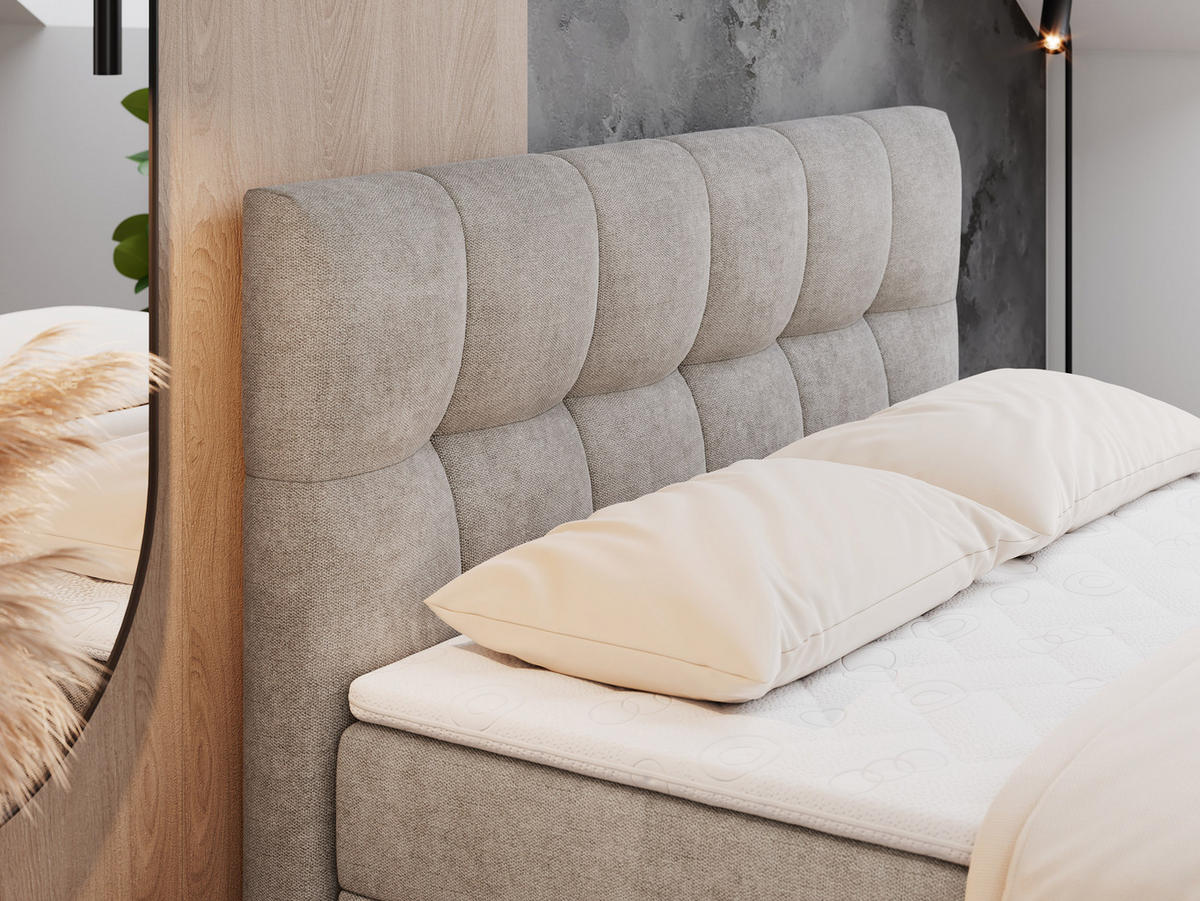 BOXBETT RICO 160/200 Beige Struktur - H3 - Beige, Holz/Textil (160/200cm) - MKS