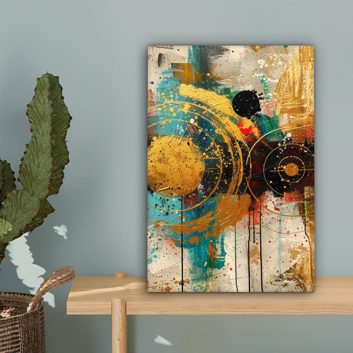LEINWANDBILD - Abstrakt - Kunst - Gold - Modern - 20x30 - Bilder - Multicolor, Textil (20/30cm) - MuchoWow