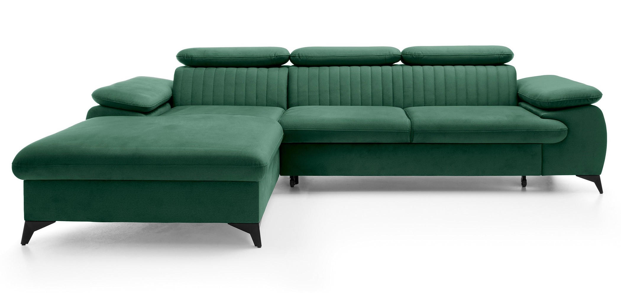 ECKSOFA 280 cm Xanto M, Schlaffunktion, verstellbaren Kopfstützen, Links, Grün - Grün, Holz (280/193cm) - Emporius