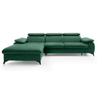 ECKSOFA 280 cm Xanto M, Schlaffunktion, verstellbaren Kopfstützen, Links, Grün - Grün, Holz (280/193cm) - Emporius