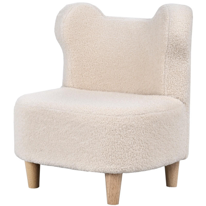 KINDERSESSEL, Plüschsessel mit Bärenohren, Fleece-Bezug, Schaumstoff, Beige - Beige, Holz (43/53/47cm) - BursDany