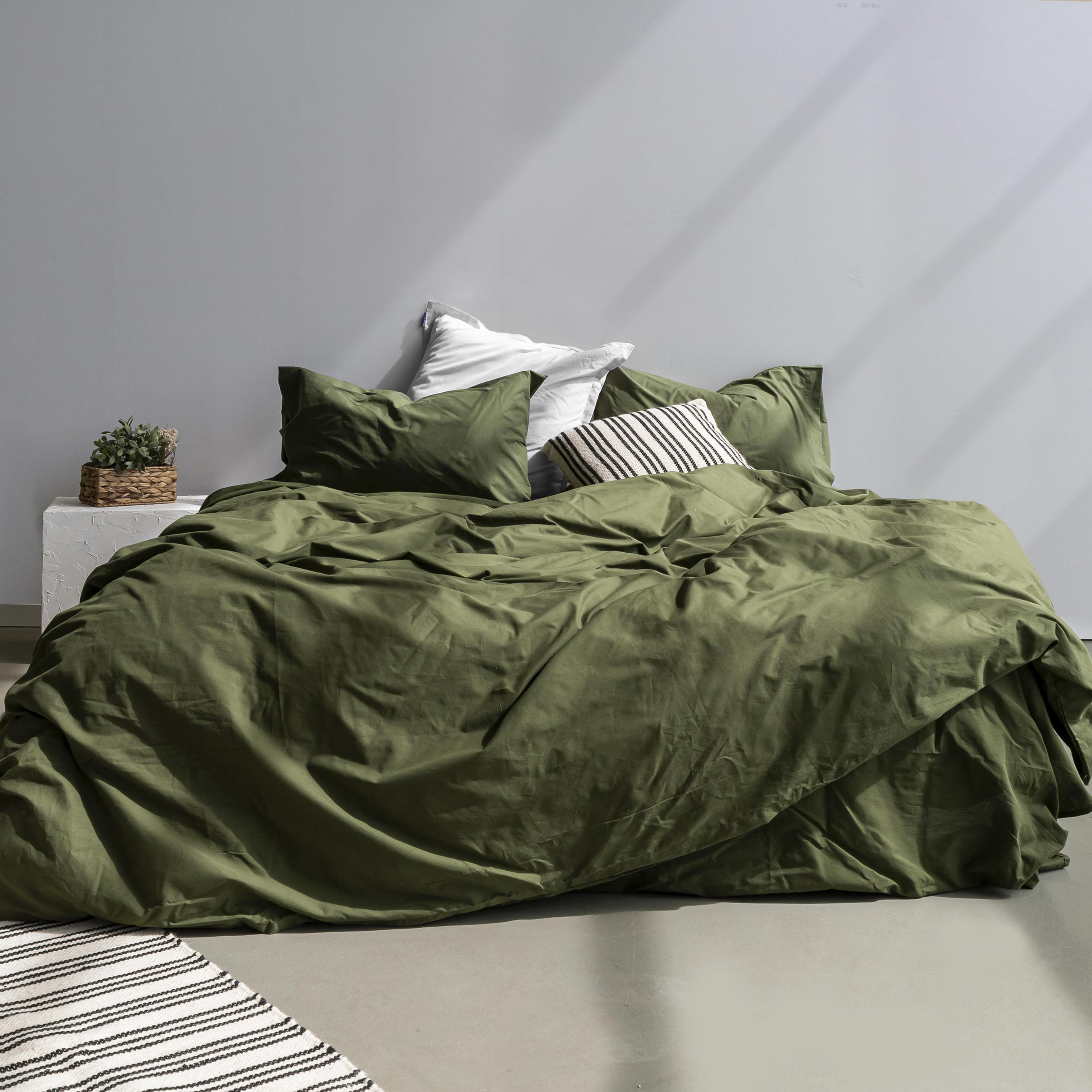 BETTBEZUG basic 180x220 cm (komfortgrösse) olivgrün - Olivgrün, Textil (180/220cm) - Happy Friday