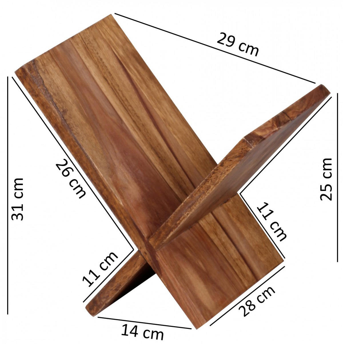 ZEITUNGSSTÄNDER Massivholz Handgefertigt X-Form, Braun 29x28x31 cm - Braun, Holz (29/31/28cm) - KADIMA DESIGN