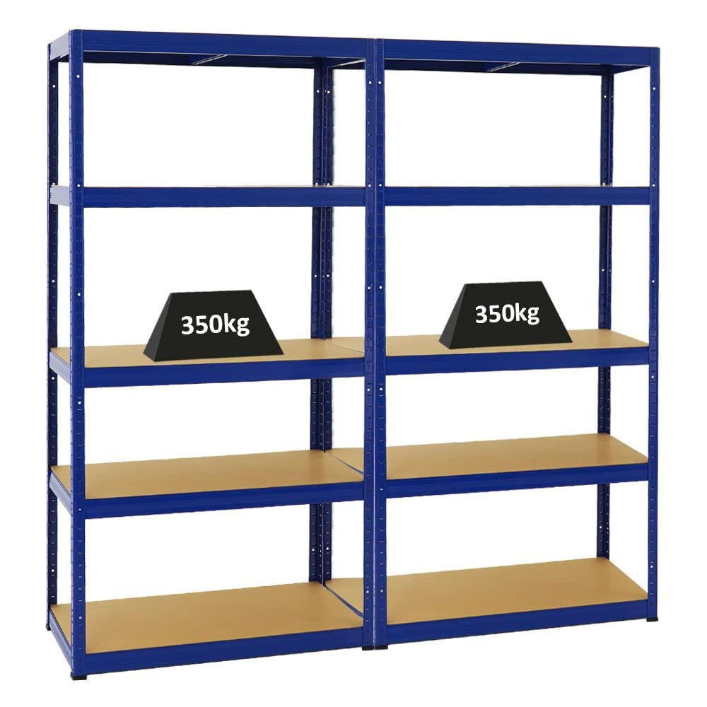 SCHWERLASTREGAL Slim Elephant S 2er-Set mit 2x 180x90x45 cm 5 Ebenen Fachlast 350 kg Blau - Blau, Metall (180/180/45cm) - PROREGAL