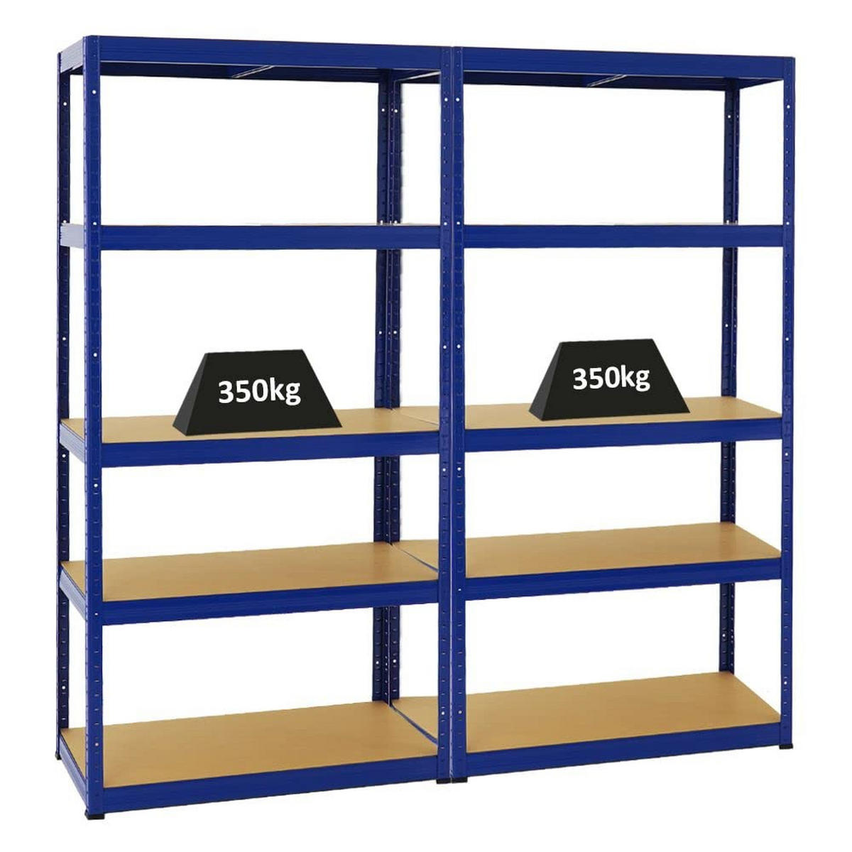 SCHWERLASTREGAL Slim Elephant S 2er-Set mit 2x 180x90x45 cm 5 Ebenen Fachlast 350 kg Blau - Blau, Metall (180/180/45cm) - PROREGAL