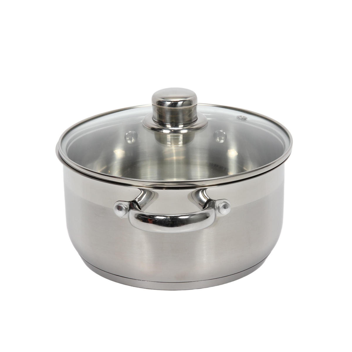 STAHLTOPF mit Glasdeckel 3 l - Silberfarben, Metall (20cm)