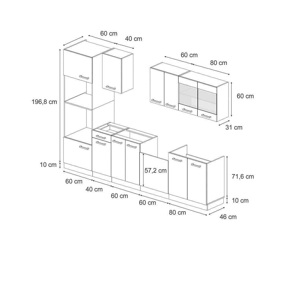 Thumbnail - Vicco Küchenzeile, Grau, Anthrazit, Holzwerkstoff, Küchenblock,Rechteckig, 300x81.6x46 cm, Küchen, Küchenzeilen & Küchen...