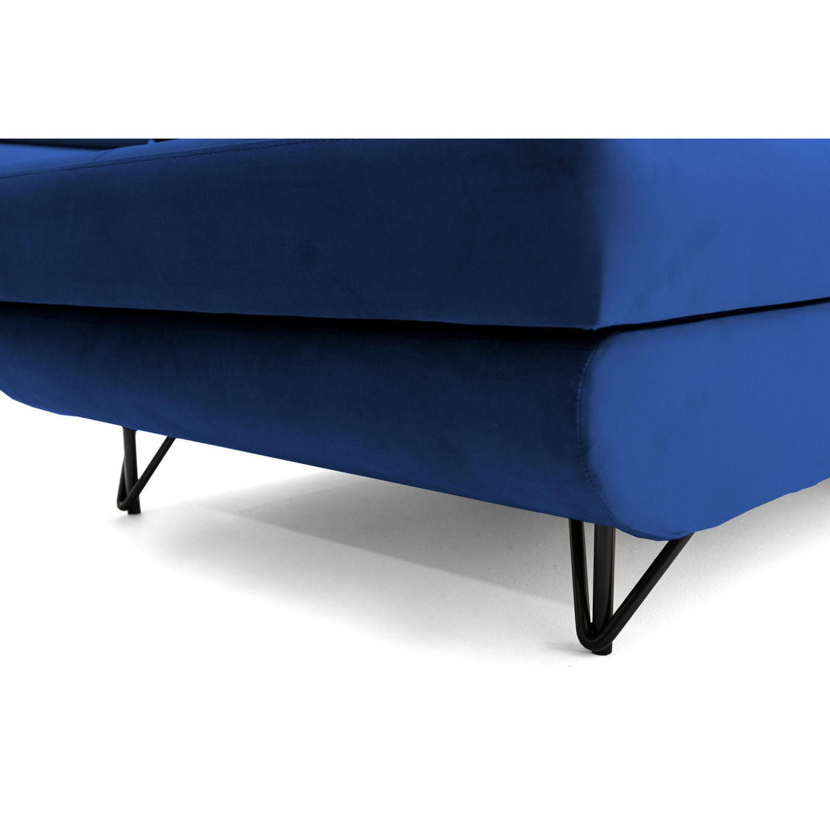 ECKSOFA U-Form JUNIOR U Links mit Schlaffunktion 128x254 Velours Blau - Blau/Schwarz, Holz/Textil (323/90/184cm) - Muffo