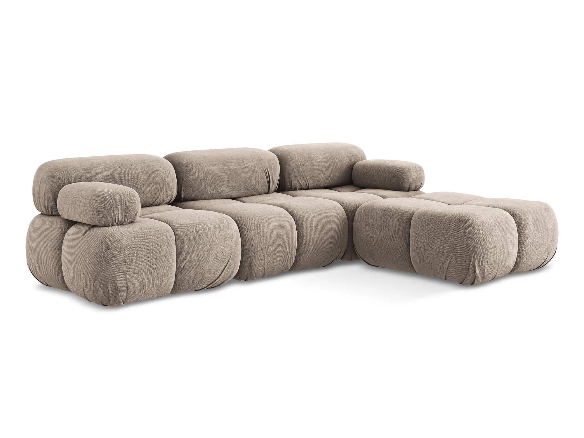 ECKSOFA Beidseitig Chenille Stoff Beige - Beige/Schwarz, Kunststoff/Textil (285/191cm) - Makamii