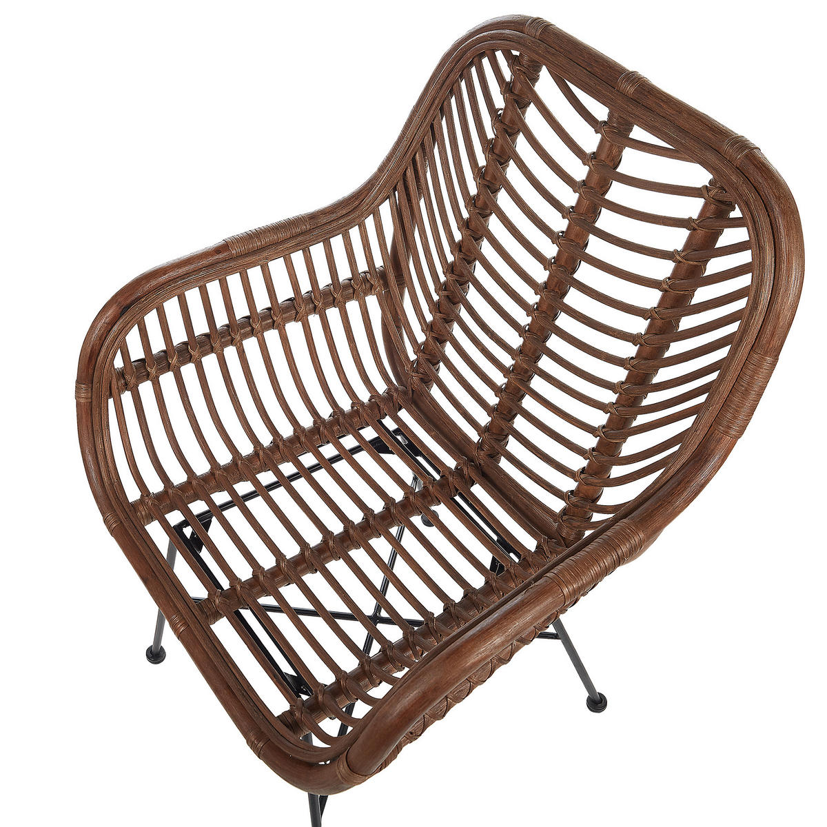 RATTANSTUHL Rattan Braun Canora - Braun, Naturmaterialien/Metall (64/89/51cm) - Beliani