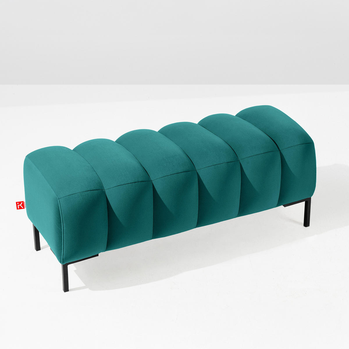 SITZHOCKER Polsterhocker PECCO, Veloursstoff - Dunkelgrün/Schwarz, Holz/Textil (120/50/50cm) - KONSIMO®