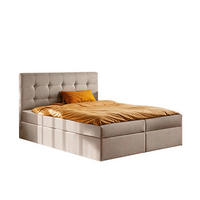 BOXBETT Mit Matratze Und Bettkasten LUDANO Stoff Noel KaltesBeige 180x200 cm H2-Pocket - Weiß, Holz (180/200cm) - Kaiser Möbel