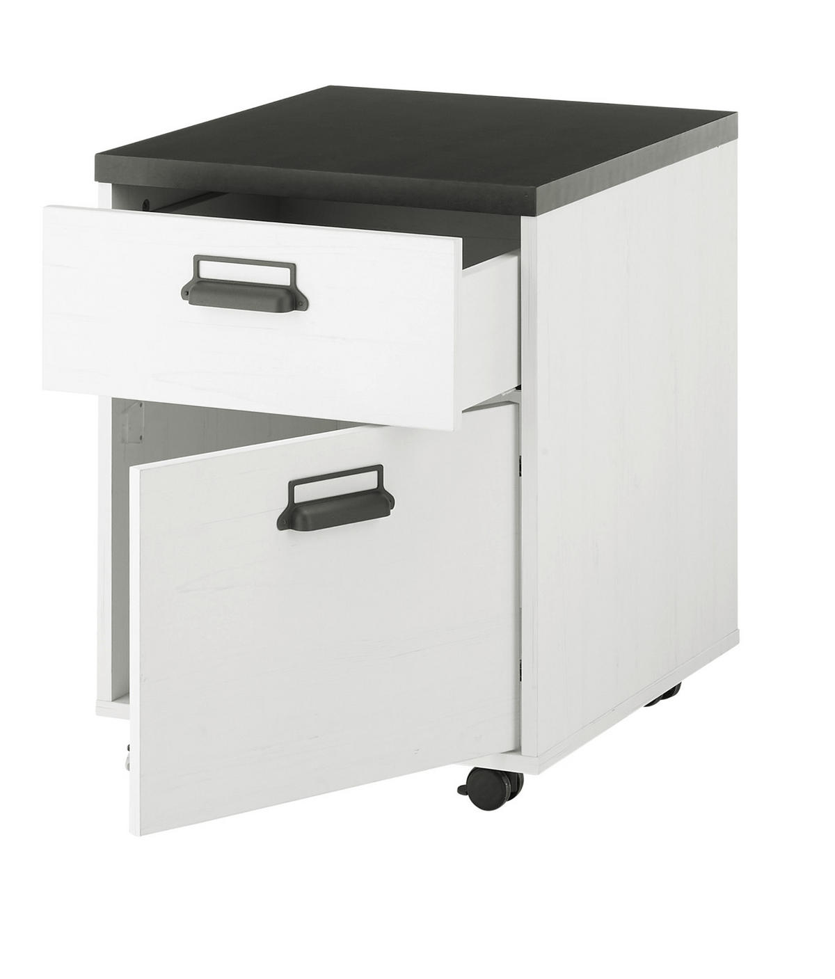 ROLLCONTAINER weiß Pinie, anthrazit Landhaus, Schreibtisch Container 47 x 60 cm - Anthrazit/Weiß, Holzwerkstoff/Kunststoff (47/60/51cm) - Furn.Design