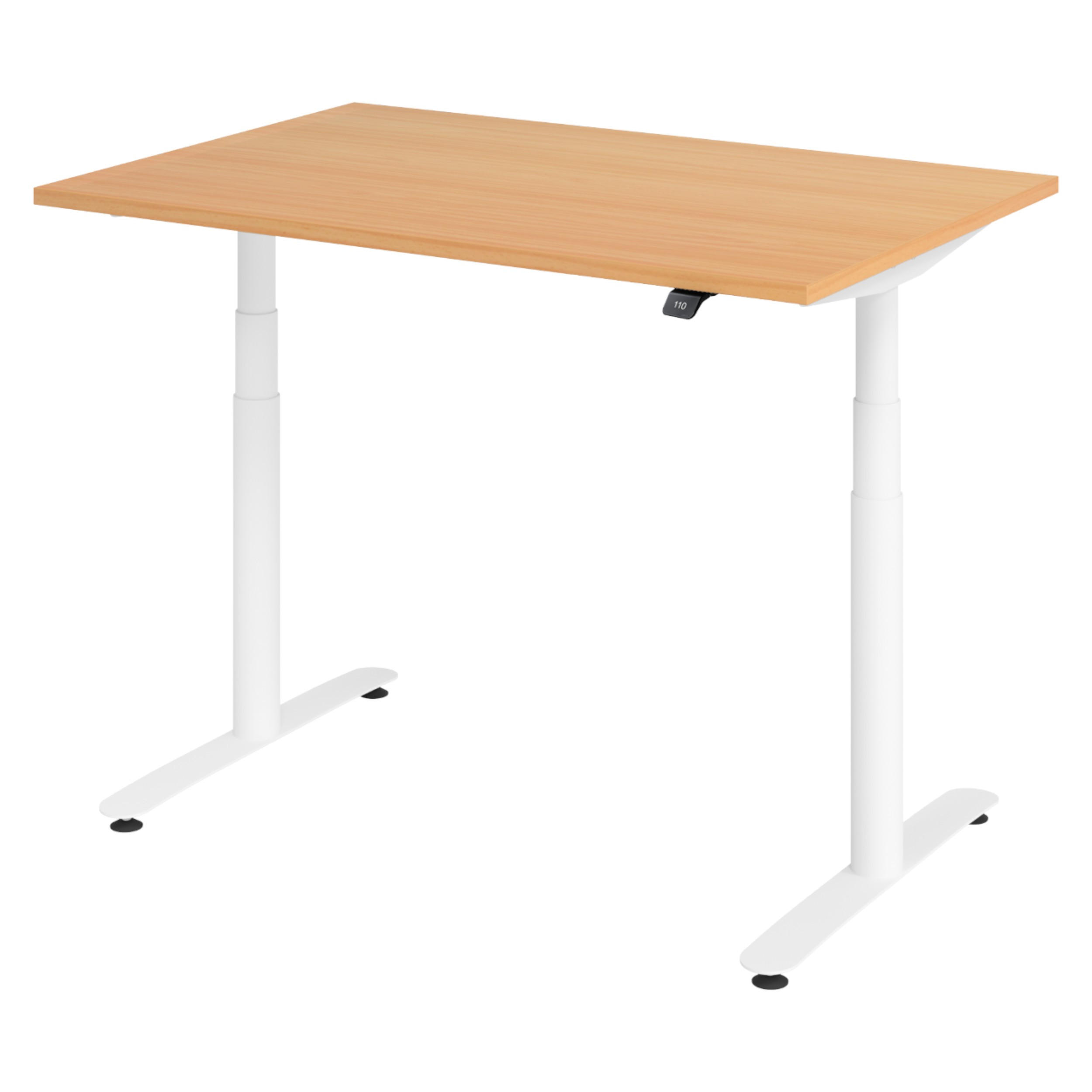 SCHREIBTISCH elektrisch Bluetooth & App XDLR 120/80/72 cm in Buchefarben/Weiß - Buchefarben/Weiß, Holzwerkstoff (120/80/72cm) - bümö