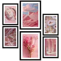 POSTER Set Mit 6 Rosa Komposition A3 & A4 Schwarzer Rahmen - Schwarz, Papier (29/3cm) - Nacnic