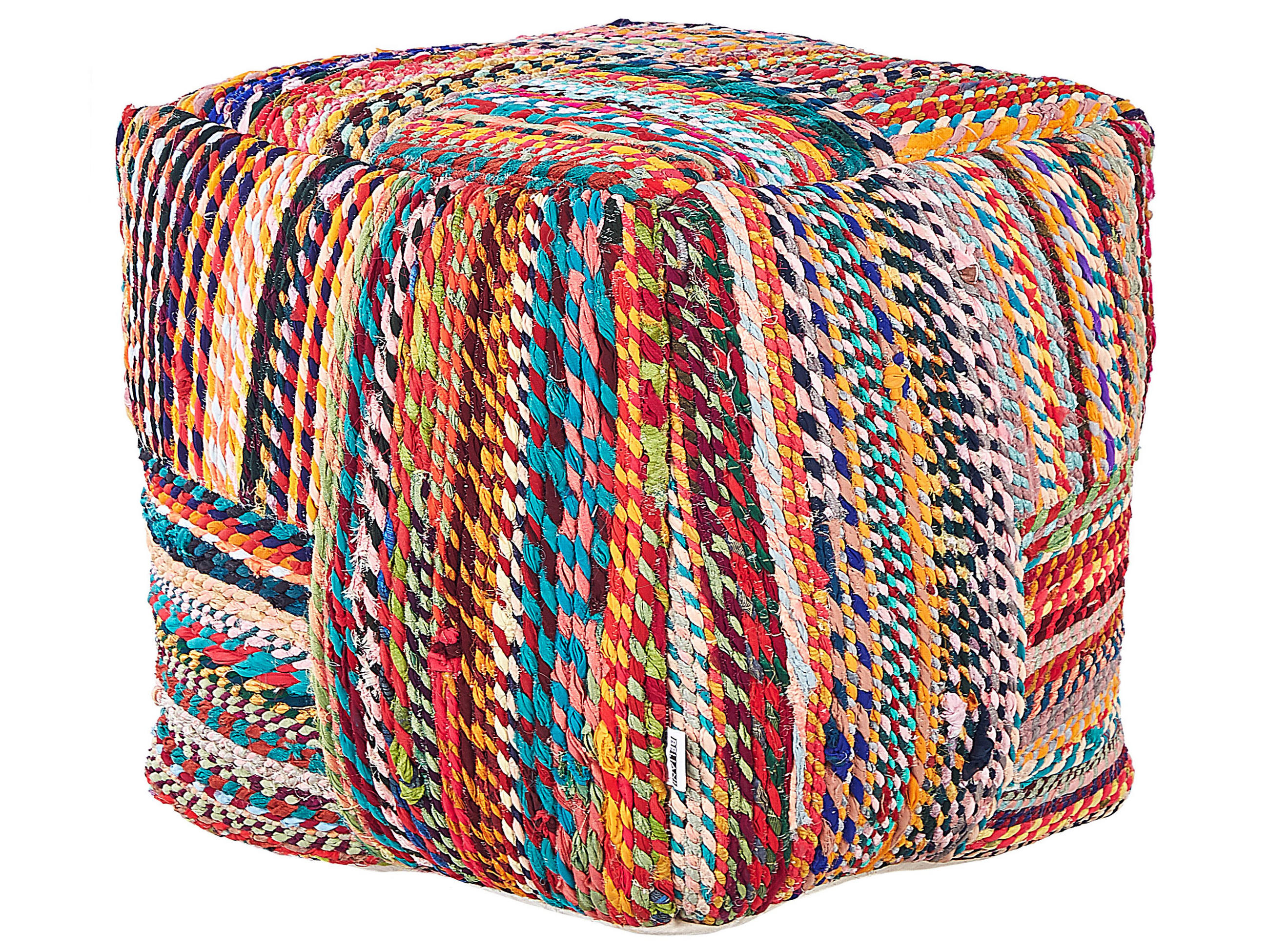 POUF Bunt Mekhtar - Blau/Rot, Naturmaterialen (40/40/40cm) - Beliani