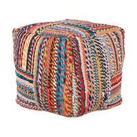 POUF Bunt Mekhtar - Blau/Rot, Naturmaterialen (40/40/40cm) - Beliani